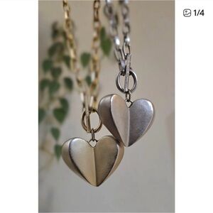 Chunky Chain Heart Pendant Necklace Toggle Closure Women’s Jewelry